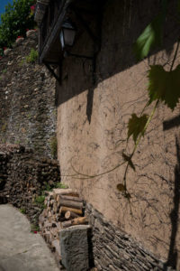 Montagne Noire - Roquefère - Mur en pierre et tas de bois